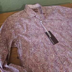 Womens Slim Fit w Stretch Western Paisley Long Sleeve Shirt Size Large